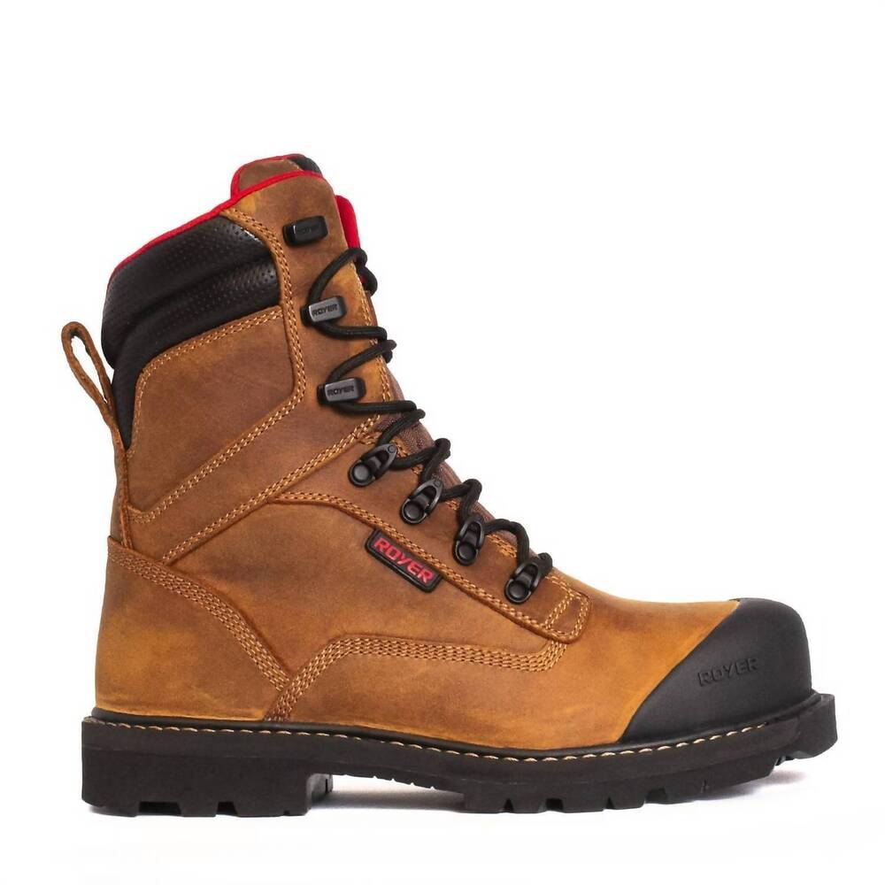 NEW ROYER men's 8" composite toe revolt megagrip work boots in sanehorse brown